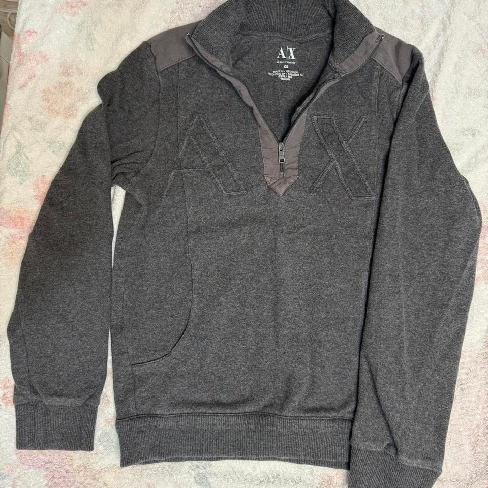 Armani Exchange 1/4 Zip Pullover Mens Xs Charcoal Gray Ax Logo Sweatshirt